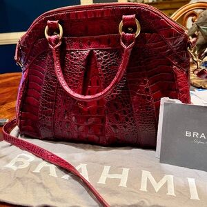 Brahmin Louise Rose Crimson Red Melbourne Leather Satchel Shoulder Women's Bag